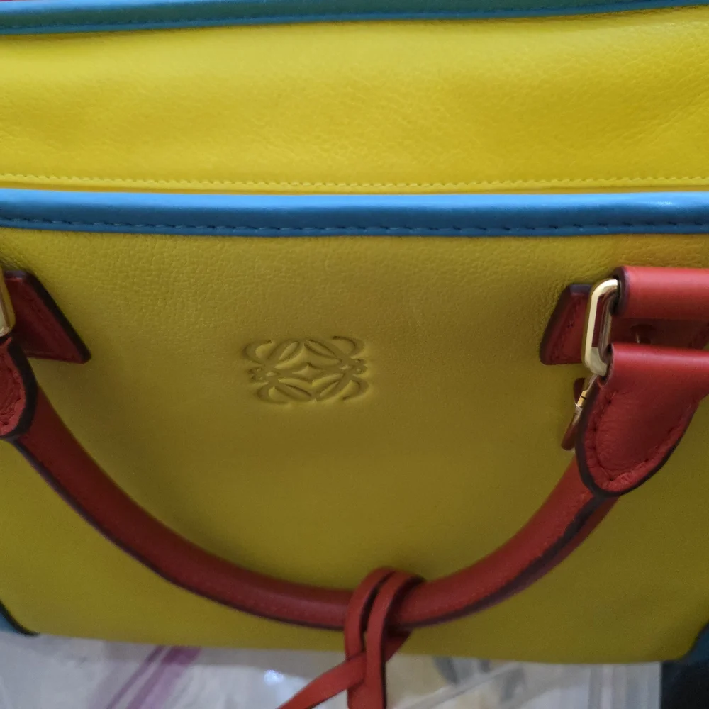 Vibrant Yellow and Blue Satchel with Red Details - Picture 12 of 16